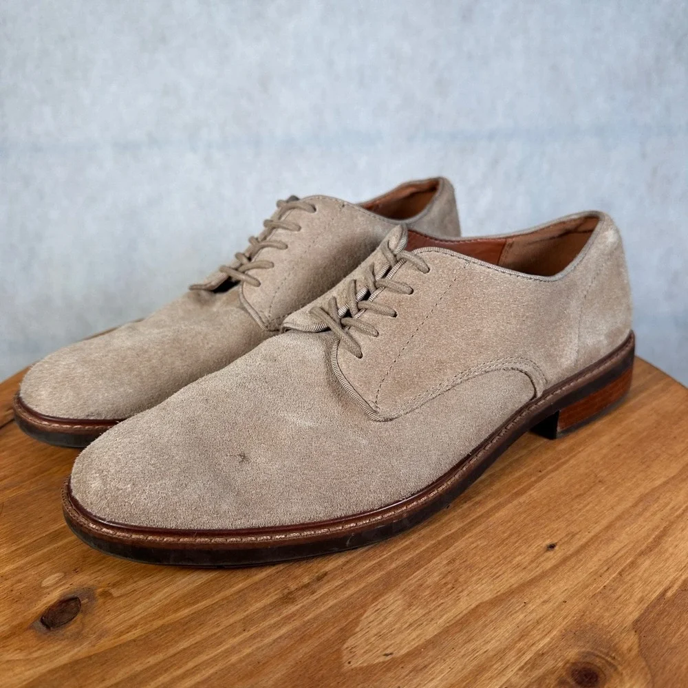 Vince Camuto Derby Shoes Mens 11 Tan Suede Good Lace Up Business Casual Classic